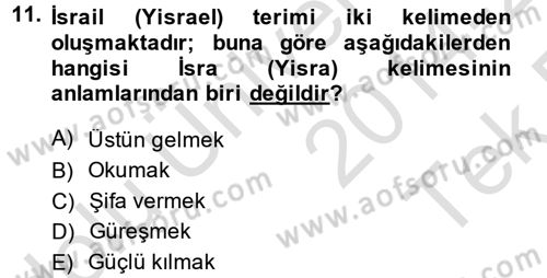 Yaşayan Dünya Dinleri Dersi 2014 - 2015 Yılı Tek Ders Sınav Soruları 11. Soru