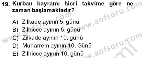 Yaşayan Dünya Dinleri Dersi 2014 - 2015 Yılı Tek Ders Sınav Soruları 19. Soru