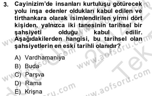 Yaşayan Dünya Dinleri Dersi 2014 - 2015 Yılı Tek Ders Sınav Soruları 3. Soru