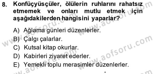 Yaşayan Dünya Dinleri Dersi 2014 - 2015 Yılı Tek Ders Sınav Soruları 8. Soru