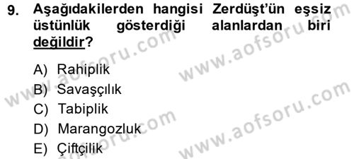 Yaşayan Dünya Dinleri Dersi 2014 - 2015 Yılı Tek Ders Sınav Soruları 9. Soru