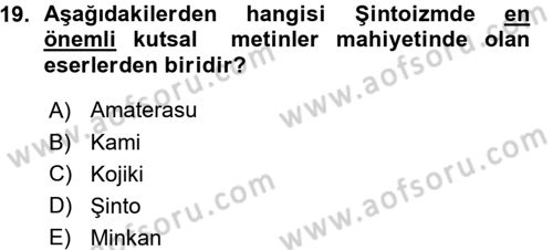 Yaşayan Dünya Dinleri Dersi 2015 - 2016 Yılı (Vize) Ara Sınav Soruları 19. Soru