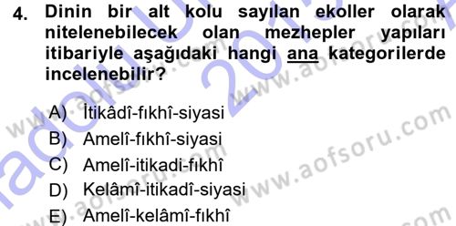 Yaşayan Dünya Dinleri Dersi 2015 - 2016 Yılı (Vize) Ara Sınav Soruları 4. Soru