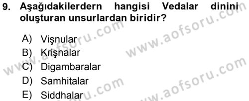 Yaşayan Dünya Dinleri Dersi 2015 - 2016 Yılı (Vize) Ara Sınav Soruları 9. Soru