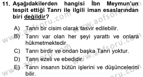 Yaşayan Dünya Dinleri Dersi 2015 - 2016 Yılı (Final) Dönem Sonu Sınav Soruları 11. Soru