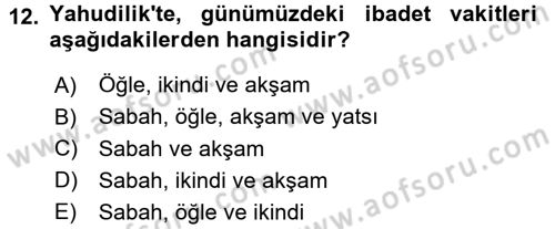 Yaşayan Dünya Dinleri Dersi 2015 - 2016 Yılı (Final) Dönem Sonu Sınav Soruları 12. Soru