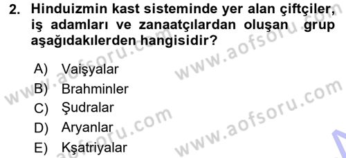 Yaşayan Dünya Dinleri Dersi 2015 - 2016 Yılı (Final) Dönem Sonu Sınav Soruları 2. Soru