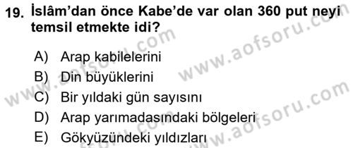 Yaşayan Dünya Dinleri Dersi 2015 - 2016 Yılı Tek Ders Sınav Soruları 19. Soru