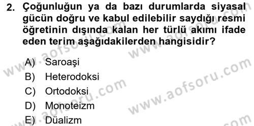 Yaşayan Dünya Dinleri Dersi 2015 - 2016 Yılı Tek Ders Sınav Soruları 2. Soru