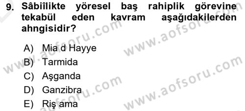 Yaşayan Dünya Dinleri Dersi 2015 - 2016 Yılı Tek Ders Sınav Soruları 9. Soru