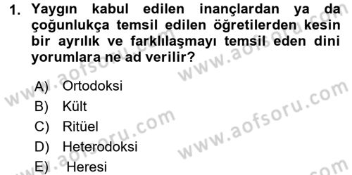 Yaşayan Dünya Dinleri Dersi 2016 - 2017 Yılı 3 Ders Sınav Soruları 1. Soru