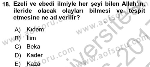 Yaşayan Dünya Dinleri Dersi 2016 - 2017 Yılı 3 Ders Sınav Soruları 18. Soru