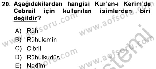 Yaşayan Dünya Dinleri Dersi 2016 - 2017 Yılı 3 Ders Sınav Soruları 20. Soru