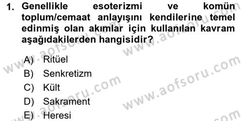Yaşayan Dünya Dinleri Dersi 2016 - 2017 Yılı (Vize) Ara Sınav Soruları 1. Soru
