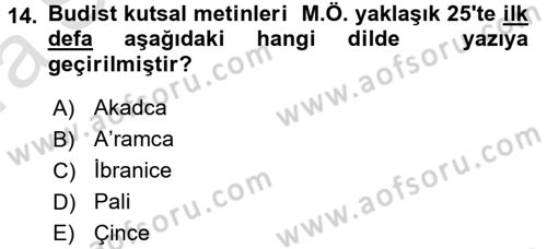 Yaşayan Dünya Dinleri Dersi 2016 - 2017 Yılı (Vize) Ara Sınav Soruları 14. Soru