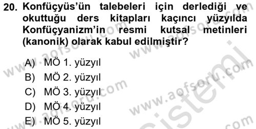 Yaşayan Dünya Dinleri Dersi 2016 - 2017 Yılı (Vize) Ara Sınav Soruları 20. Soru