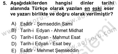Yaşayan Dünya Dinleri Dersi 2016 - 2017 Yılı (Vize) Ara Sınav Soruları 5. Soru