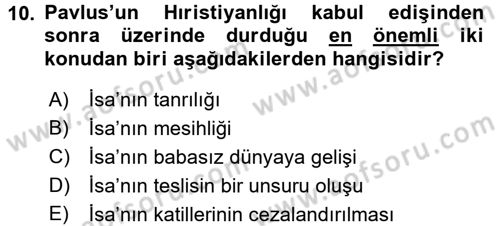 Yaşayan Dünya Dinleri Dersi 2016 - 2017 Yılı (Final) Dönem Sonu Sınav Soruları 10. Soru
