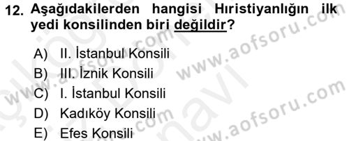 Yaşayan Dünya Dinleri Dersi 2016 - 2017 Yılı (Final) Dönem Sonu Sınav Soruları 12. Soru
