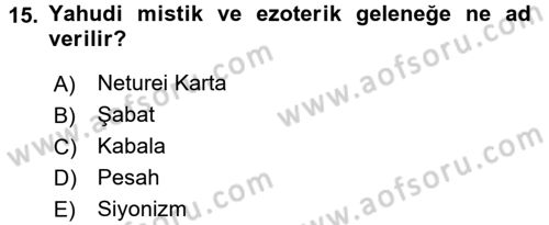 Yaşayan Dünya Dinleri Dersi 2016 - 2017 Yılı (Final) Dönem Sonu Sınav Soruları 15. Soru