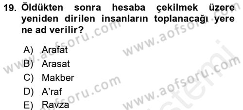 Yaşayan Dünya Dinleri Dersi 2016 - 2017 Yılı (Final) Dönem Sonu Sınav Soruları 19. Soru