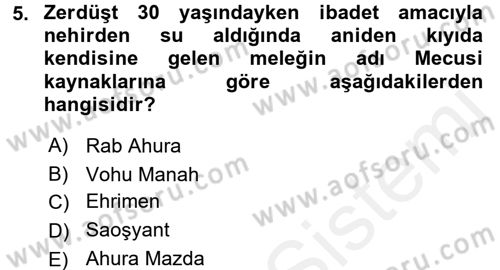Yaşayan Dünya Dinleri Dersi 2016 - 2017 Yılı (Final) Dönem Sonu Sınav Soruları 5. Soru