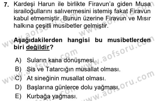 Yaşayan Dünya Dinleri Dersi 2016 - 2017 Yılı (Final) Dönem Sonu Sınav Soruları 7. Soru
