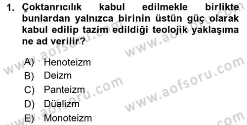 Yaşayan Dünya Dinleri Dersi 2025 - 2026 Yılı (Vize) Ara Sınav Soruları 1. Soru