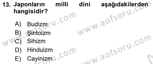 Yaşayan Dünya Dinleri Dersi 2025 - 2026 Yılı (Vize) Ara Sınav Soruları 13. Soru
