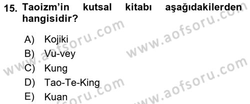 Yaşayan Dünya Dinleri Dersi 2025 - 2026 Yılı (Vize) Ara Sınav Soruları 15. Soru