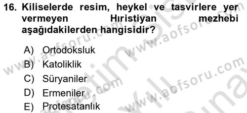 Yaşayan Dünya Dinleri Dersi 2025 - 2026 Yılı (Final) Dönem Sonu Sınav Soruları 16. Soru