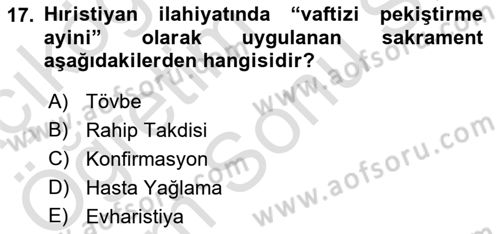Yaşayan Dünya Dinleri Dersi 2025 - 2026 Yılı (Final) Dönem Sonu Sınav Soruları 17. Soru
