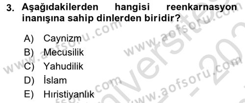 Yaşayan Dünya Dinleri Dersi 2025 - 2026 Yılı (Final) Dönem Sonu Sınav Soruları 3. Soru