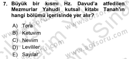 Yaşayan Dünya Dinleri Dersi 2025 - 2026 Yılı (Final) Dönem Sonu Sınav Soruları 7. Soru