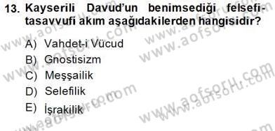 Türk Düşünce Tarihi Dersi 2014 - 2015 Yılı (Final) Dönem Sonu Sınav Soruları 13. Soru