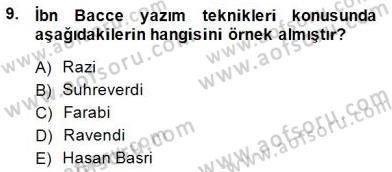 Türk Düşünce Tarihi Dersi 2014 - 2015 Yılı (Final) Dönem Sonu Sınav Soruları 9. Soru