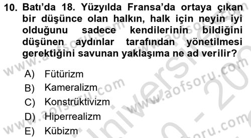Türk Düşünce Tarihi Dersi 2020 - 2021 Yılı Yaz Okulu Sınav Soruları 10. Soru