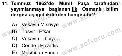 Türk Düşünce Tarihi Dersi 2020 - 2021 Yılı Yaz Okulu Sınav Soruları 11. Soru