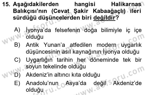 Türk Düşünce Tarihi Dersi 2020 - 2021 Yılı Yaz Okulu Sınav Soruları 15. Soru