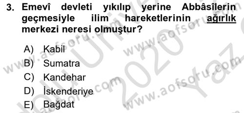 Türk Düşünce Tarihi Dersi 2020 - 2021 Yılı Yaz Okulu Sınav Soruları 3. Soru