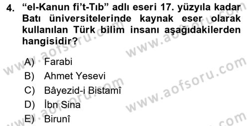 Türk Düşünce Tarihi Dersi 2020 - 2021 Yılı Yaz Okulu Sınav Soruları 4. Soru