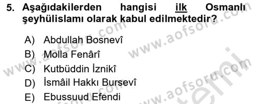 Türk Düşünce Tarihi Dersi 2020 - 2021 Yılı Yaz Okulu Sınavı 5. Soru