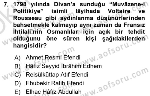 Türk Düşünce Tarihi Dersi 2020 - 2021 Yılı Yaz Okulu Sınav Soruları 7. Soru