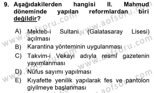 Türk Düşünce Tarihi Dersi 2020 - 2021 Yılı Yaz Okulu Sınav Soruları 9. Soru