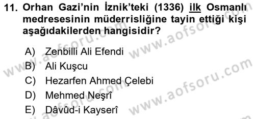 Türk Düşünce Tarihi Dersi 2021 - 2022 Yılı (Vize) Ara Sınav Soruları 11. Soru