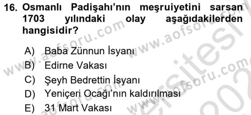 Türk Düşünce Tarihi Dersi 2021 - 2022 Yılı (Vize) Ara Sınav Soruları 16. Soru