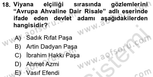 Türk Düşünce Tarihi Dersi 2021 - 2022 Yılı (Vize) Ara Sınav Soruları 18. Soru
