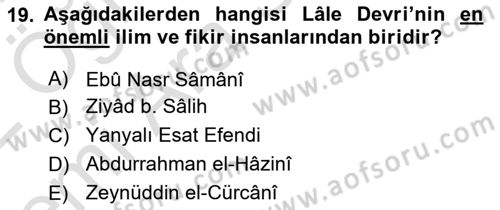 Türk Düşünce Tarihi Dersi 2021 - 2022 Yılı (Vize) Ara Sınav Soruları 19. Soru