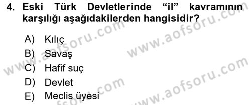 Türk Düşünce Tarihi Dersi 2021 - 2022 Yılı (Vize) Ara Sınav Soruları 4. Soru