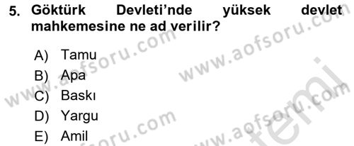 Türk Düşünce Tarihi Dersi 2021 - 2022 Yılı (Vize) Ara Sınav Soruları 5. Soru